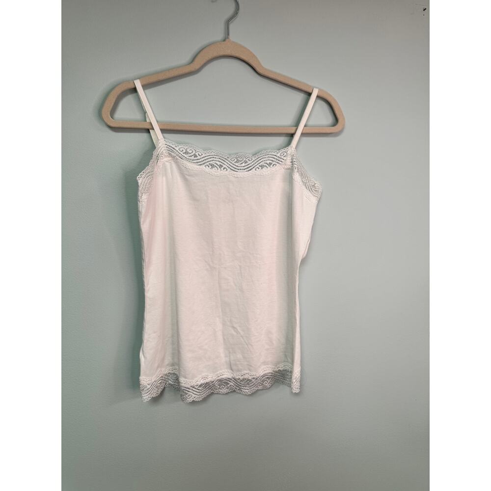 EUC! Ann Taylor Lace Trim Layering Cami With Adjustable Straps - White - Medium